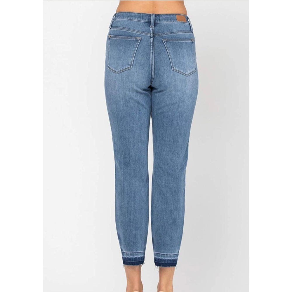 NWT Judy Blue Thermadenim High Waist Undone Hem Boyfriend Jeans 22W Blue